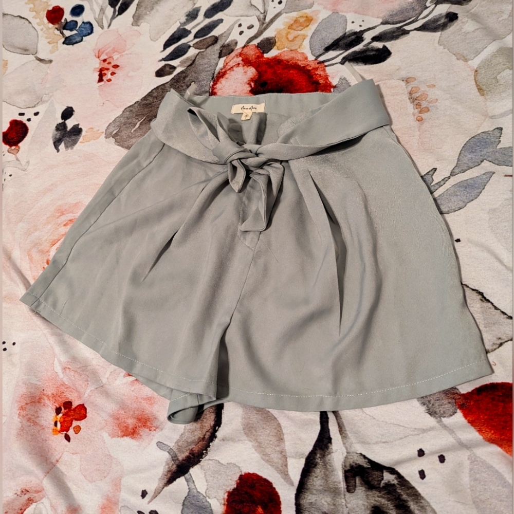 Size Medium Light Sage Green Paperbag Tie Waist Shorts Nanamacs